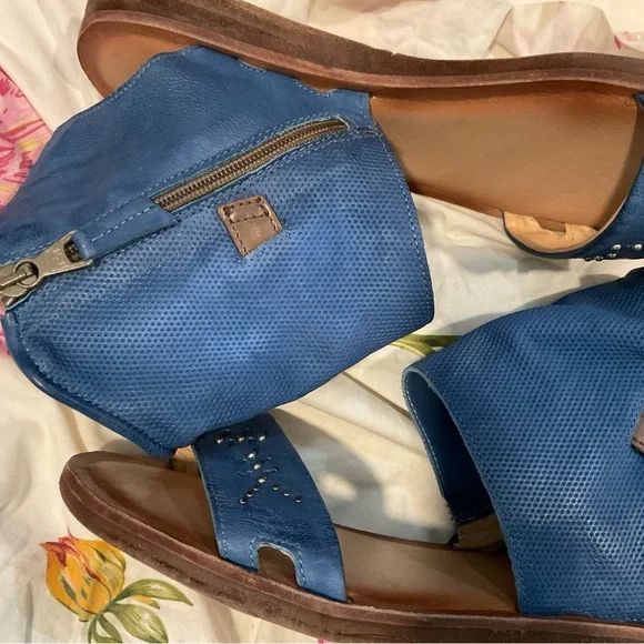 MIZ MOOZ sandals flats ankle w buckle strap cuff Blue Open-Toe back ZIPPER 42 - Picture 6 of 16